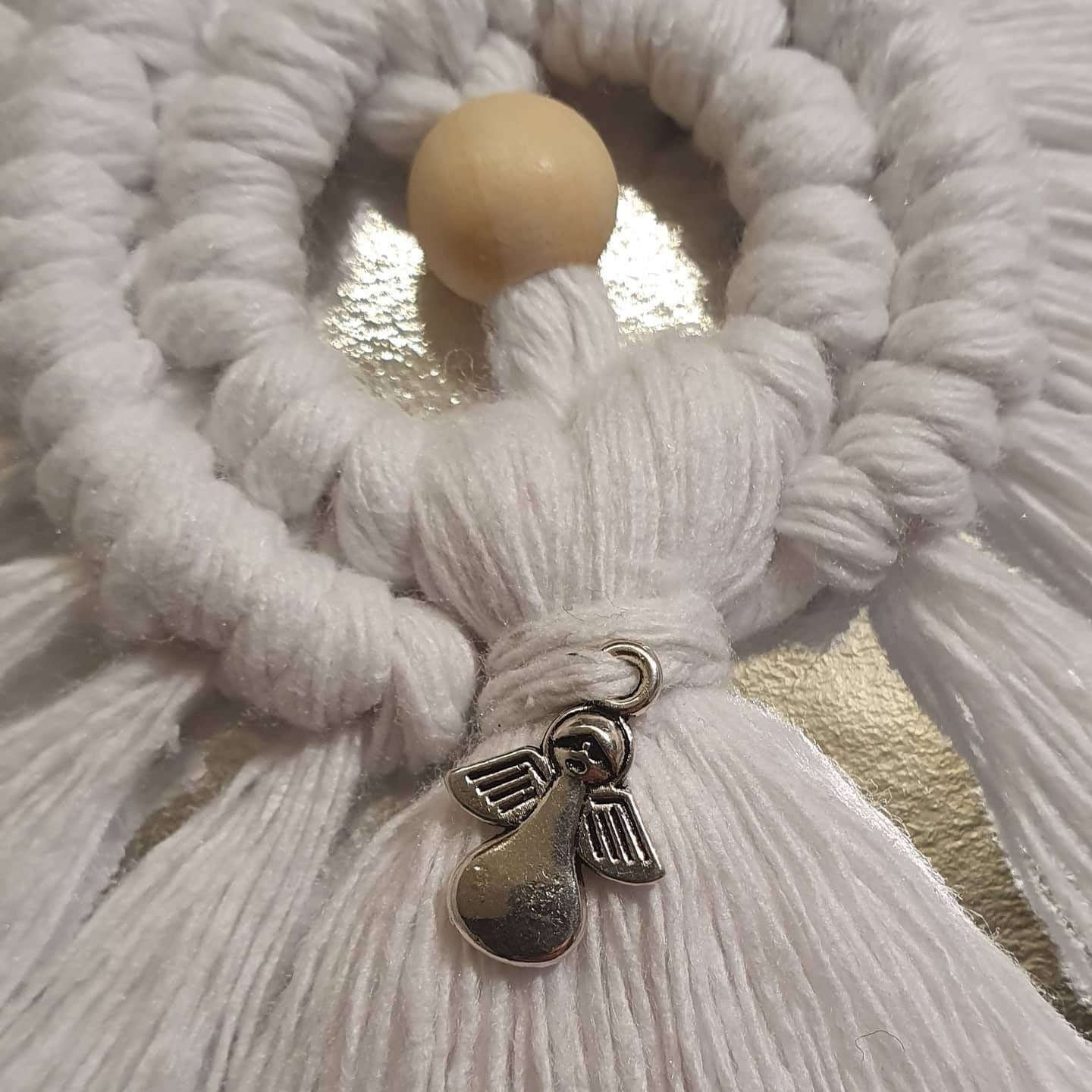 White 'Made for an Angel' Macrame Angel 100% cotton. Handmade. Decorations, Gifts, Home Decor, Personalised Greeting, Someone Special, Love