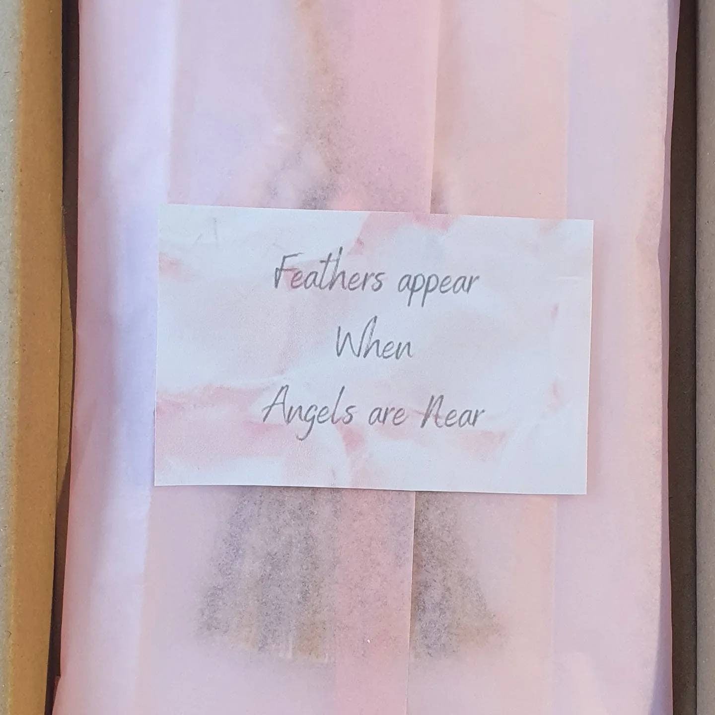 Feathers Appear when Angels are Near, Macrame Angel with tibetan silver feather charm