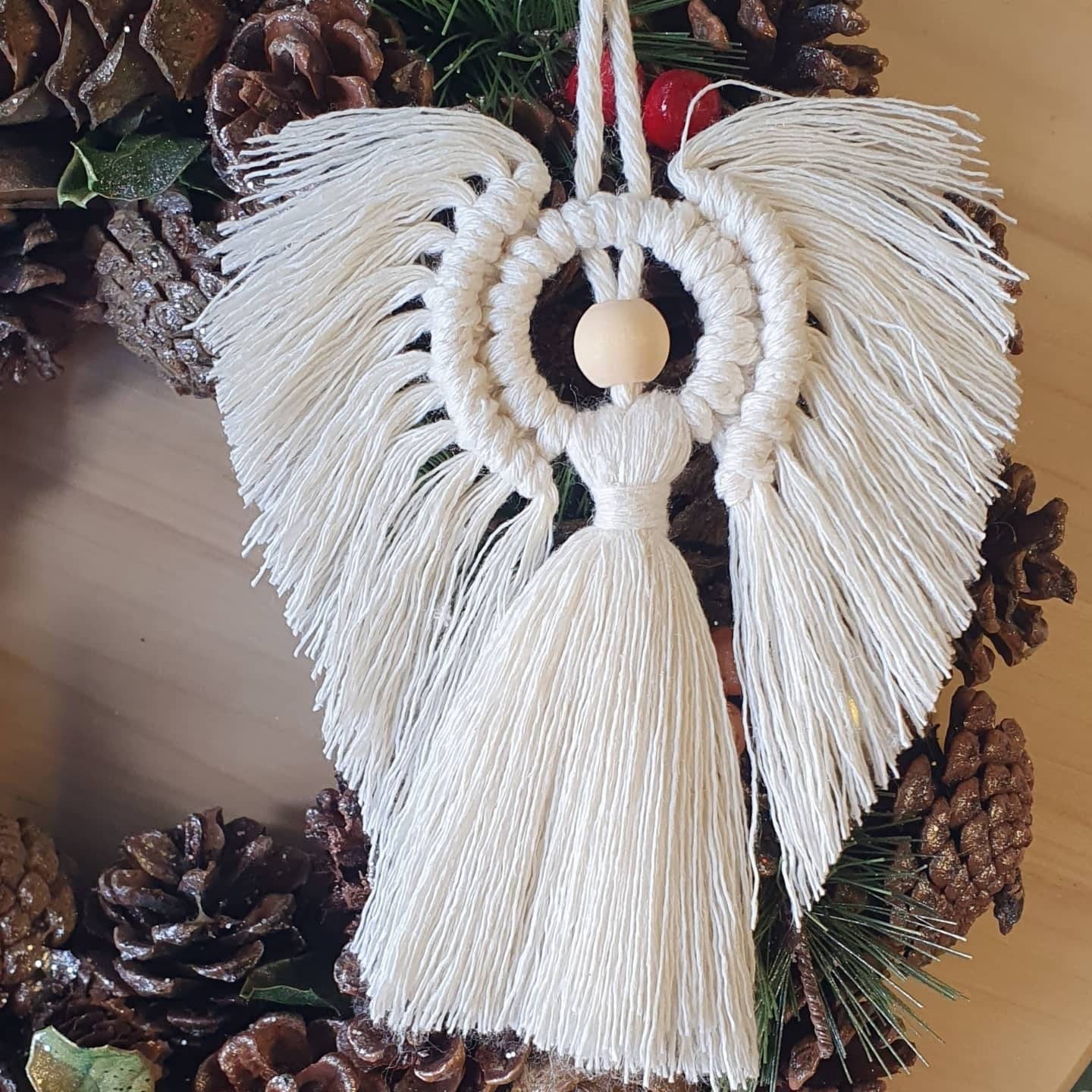 Natural Christmas Angel 100% cotton. Handmade. Decorations, Gifts, Home Decor, Personalised Greeting, Someone Special Christmas gift idea