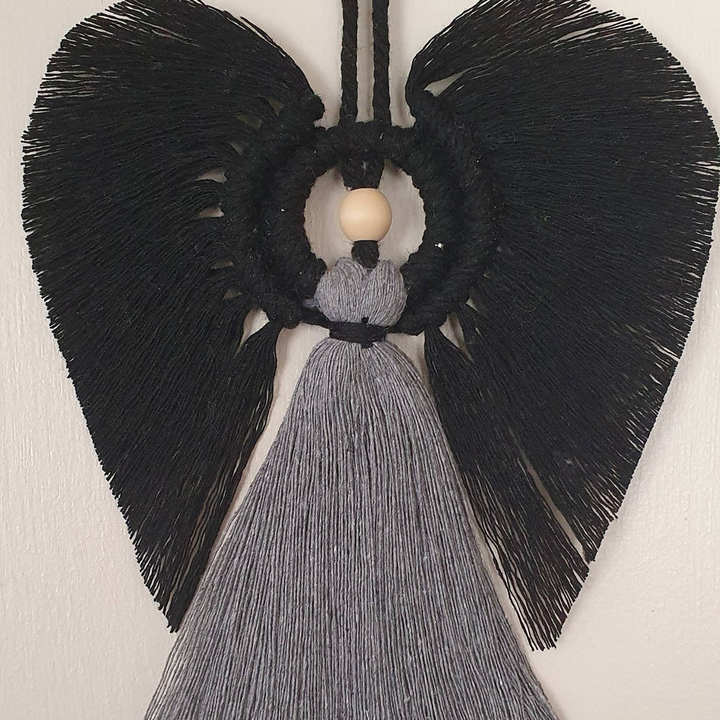 Fallen Macrame Angel 100% cotton. Handmade. Decorations, Gifts, Home Decor, Personalised Greeting, Someone Special, Gothic Home Decor, Love