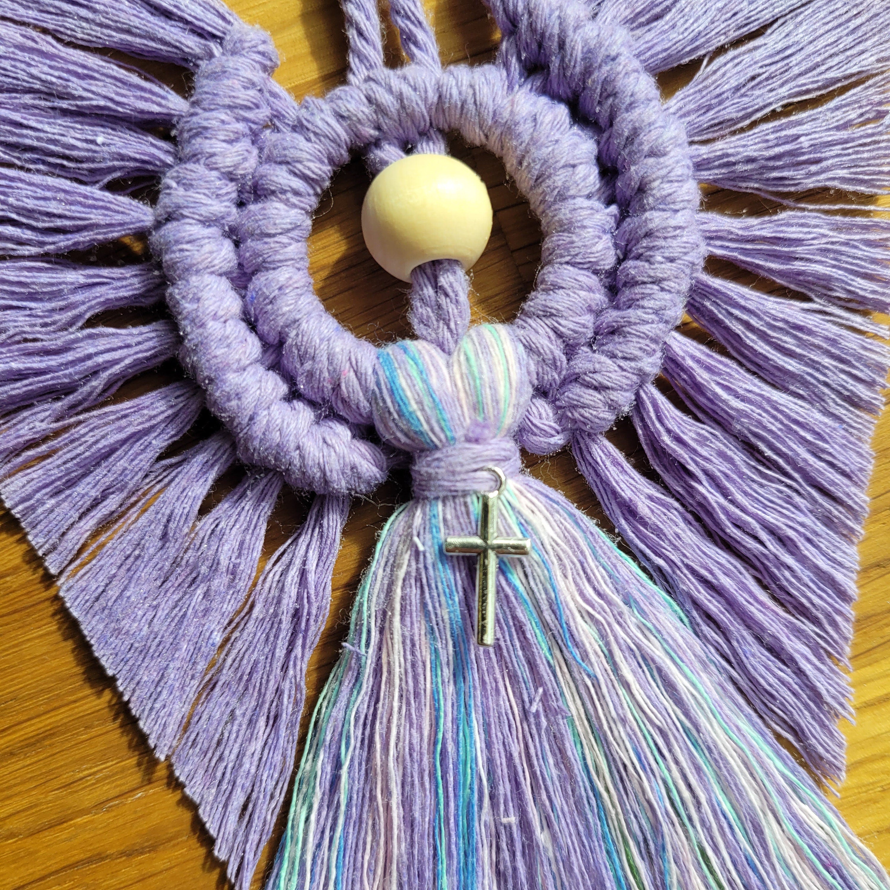 Macrame Holy Communion Christening Baptism Angel. Lovely gift Handmade Birthday Thank you present Tibetan silver Charms