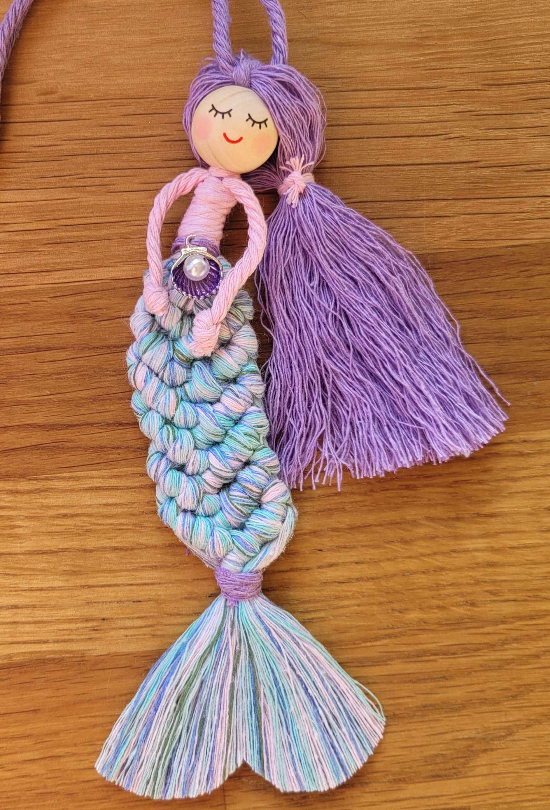 Macrame Mermaid wall Decoration/Gift Idea 100% cotton. Handmade. Decorations, Gifts, Home Decor, Personalised Greeting, Someone Special Love