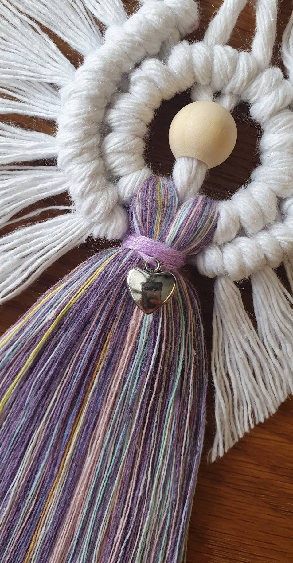 Macrame Angel, Purple/Lilac 100% cotton. Handmade. Decorations, Gifts, Home Decor, Personalised Greeting, Someone Special, Gift ideas, Love