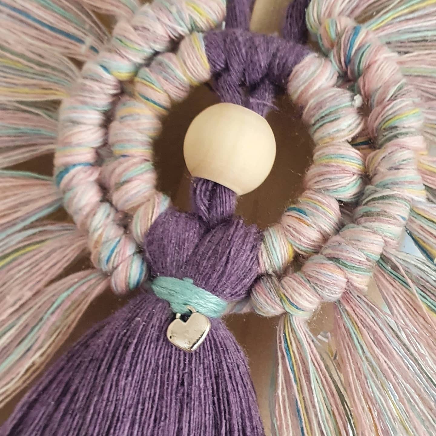 Unicorn Macrame Angel with Silver Heart Charm. 100% cotton. Handmade. Decorations, Gifts, Home Decor, Personalised Greeting, Someone Special