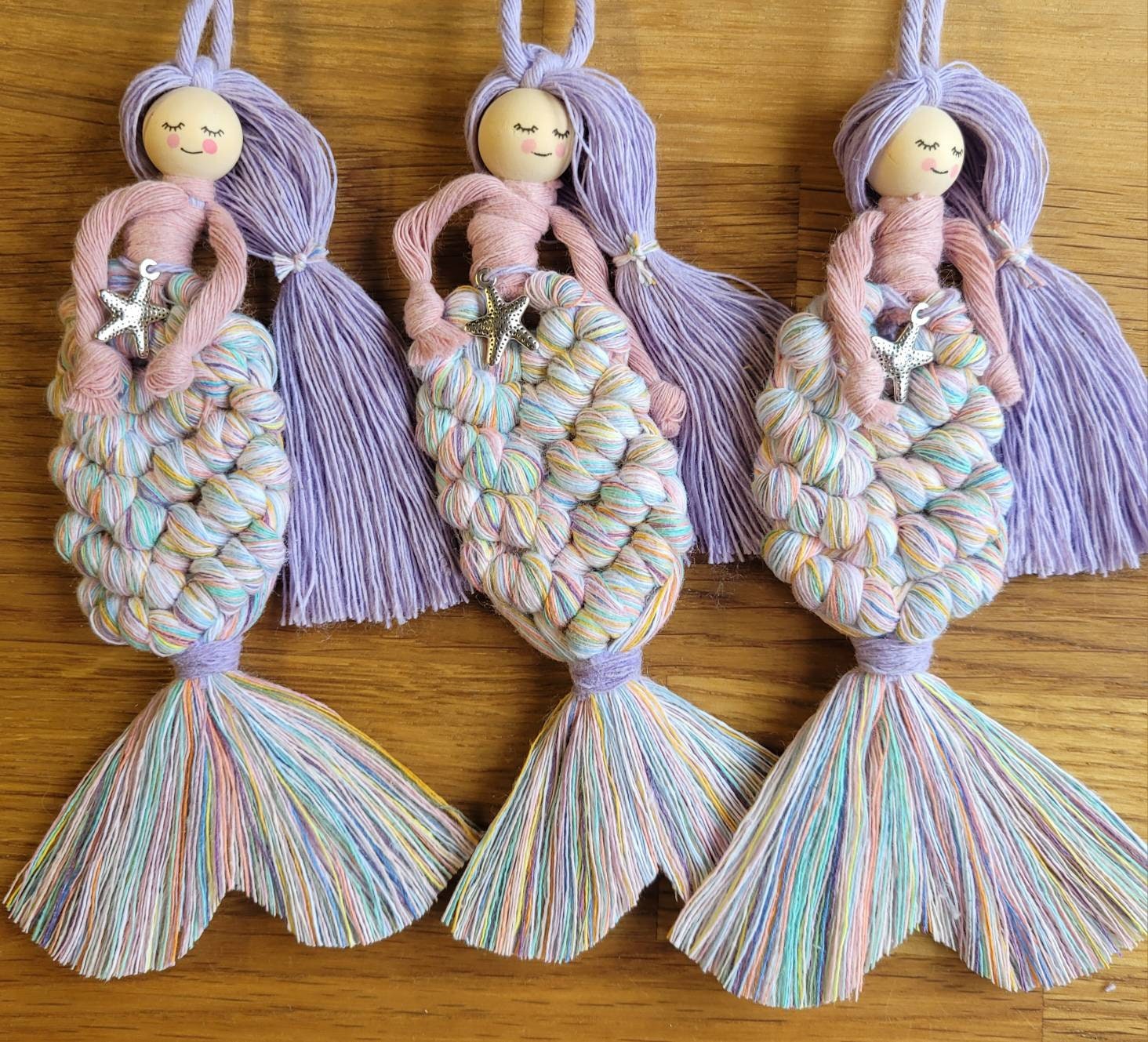 Macrame Mermaid wall Decoration/Gift Idea 100% cotton. Handmade. Decorations, Gifts, Home Decor, Personalised Greeting, Someone Special Love