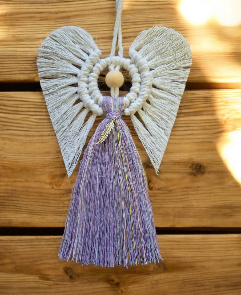 Macrame Angel, Purple/Lilac 100% cotton. Handmade. Decorations, Gifts, Home Decor, Personalised Greeting, Someone Special, Gift ideas, Love