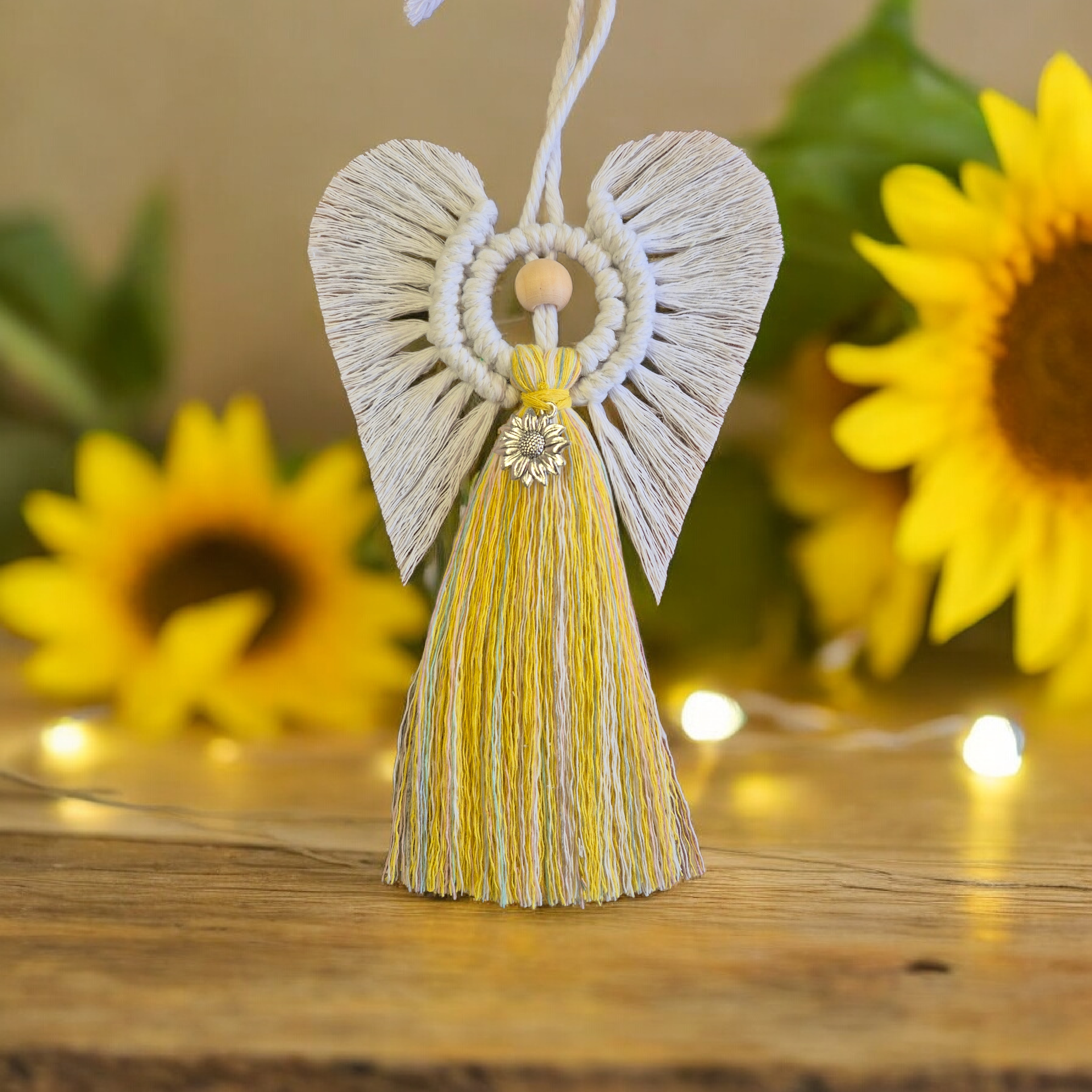Sunflower Sunshine Macrame Angel