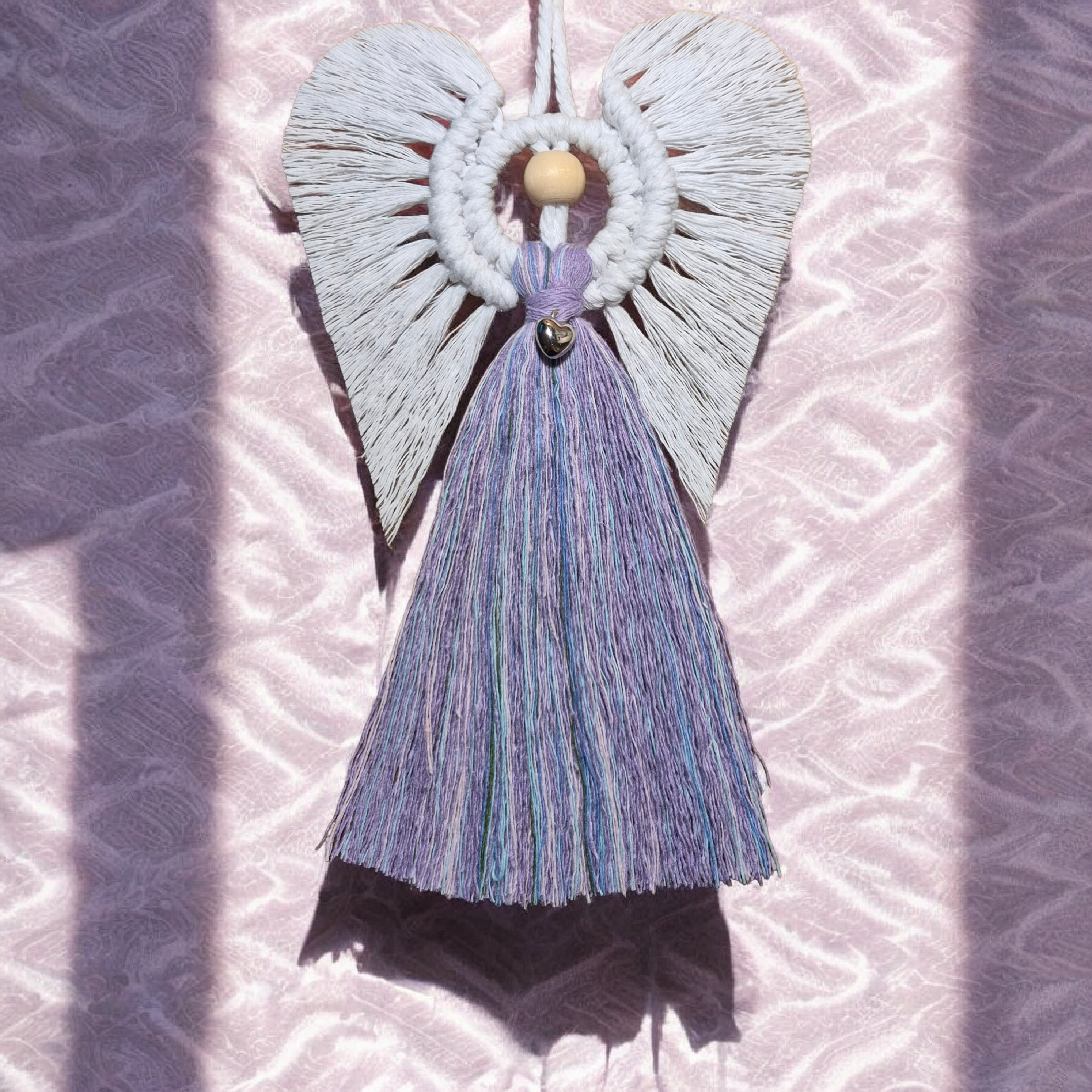 Macrame Angel, Purple/Lilac 100% cotton. Handmade. Decorations, Gifts, Home Decor, Personalised Greeting, Someone Special, Gift ideas, Love